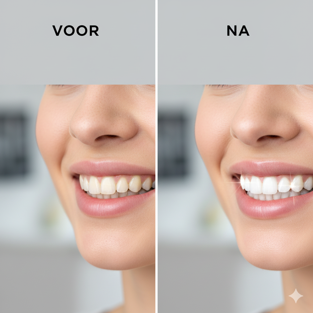 vergelijken foto voot tanden bleken voor en na behandeling bij mooie smile kliniek in zoetermeer